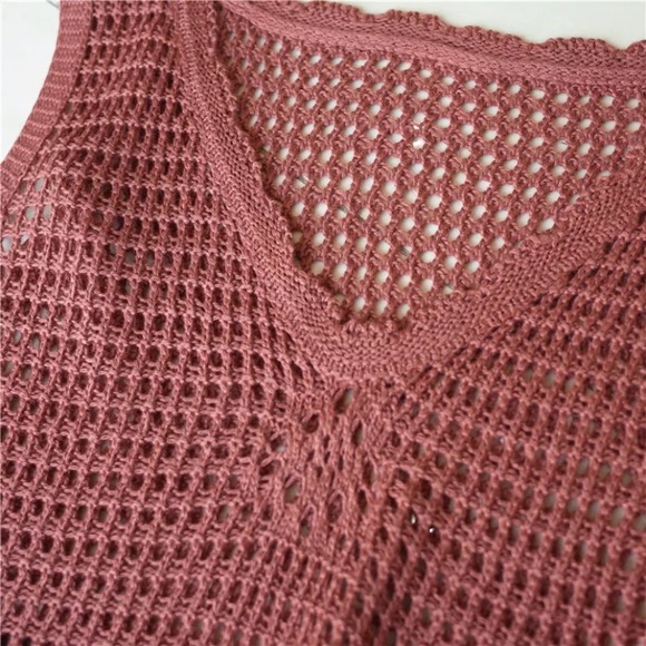 SOLD OUT CLEARANCE Boho Rust Handmade Crochet Beach Coverup Tunic - Picture 4 of 6